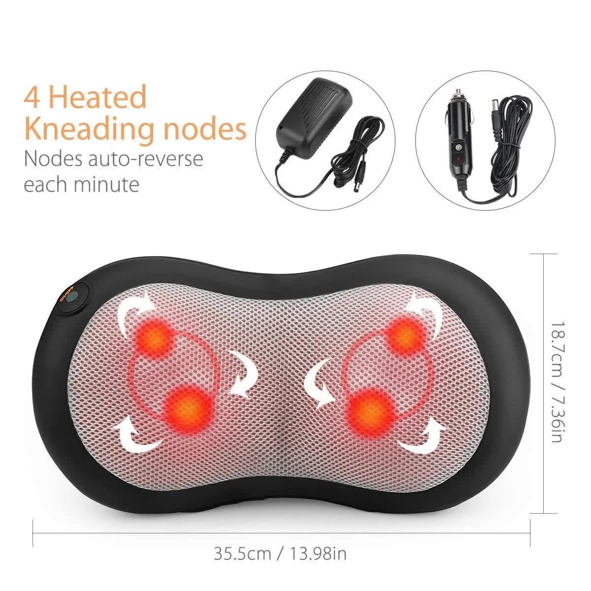 Kneading Heat Vibrating Electric Bedding Pillow Back Neck Shoulder Rechargeable Massage Pillow