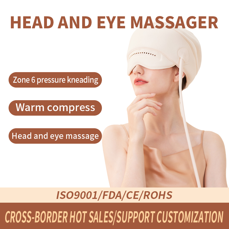 2023 head and eye intagrated massager head massage tool product electric heat air pressure vibrating helmet head scalp massager